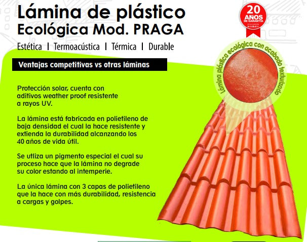 Lámina Tipo Teja Tradicional / Pieza