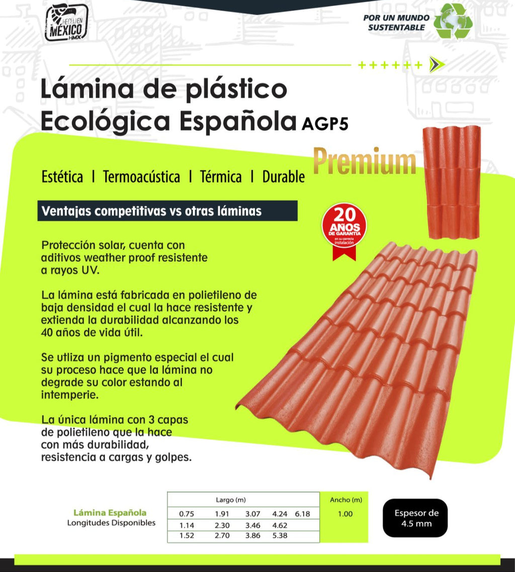 Lámina de Plástico Española / Pieza