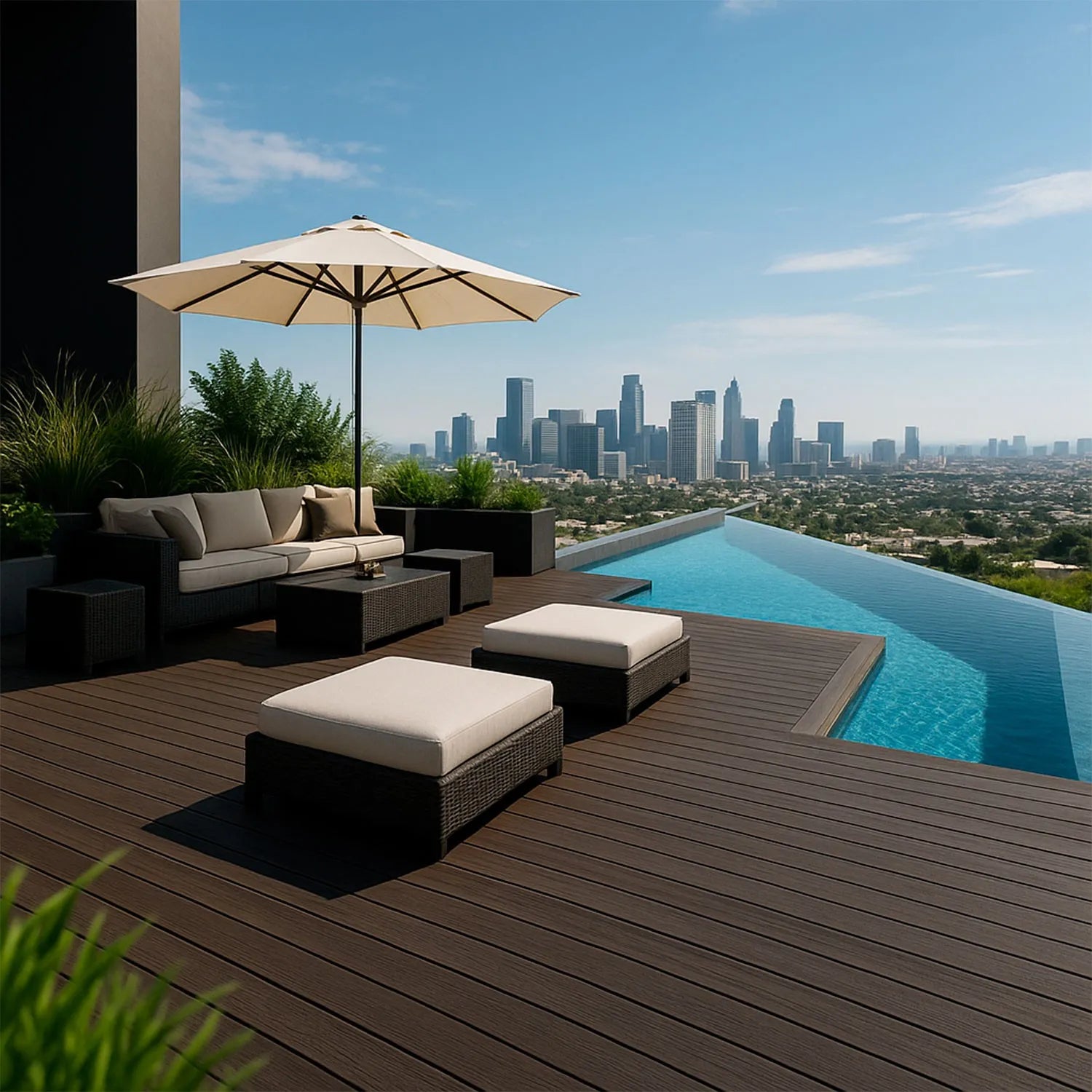 Deck Sintético Residencial / Wenge / Caja (1.276 m2)