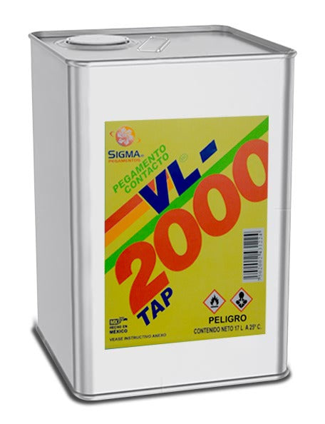 VL 2000 TAP Pegamento de contacto base solvente de alta resistencia y tiempo abierto, precio por envase de 4 lt.