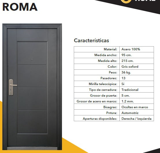Puerta de seguridad Roma / 215x95 cm