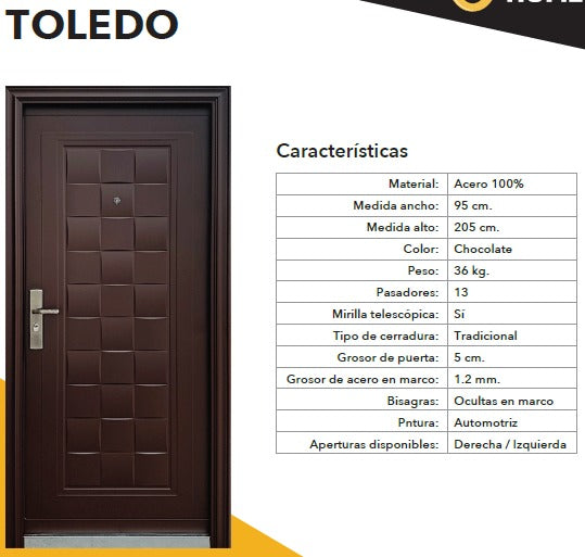 Puerta de seguridad Toledo / 205x95 cm